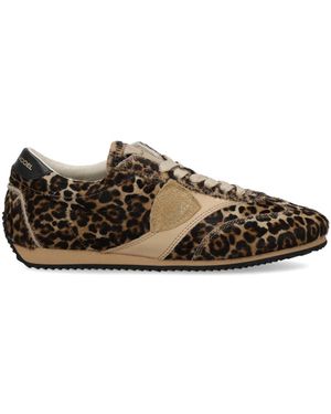 Philippe Model Schoenen ,Zwart ,Katoen Planche Running - Bruin