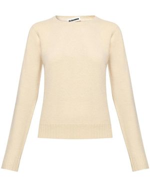 Jil Sander Truien & Vesten ,Wol Trui Met Ronde Hals Van Wol - Naturel