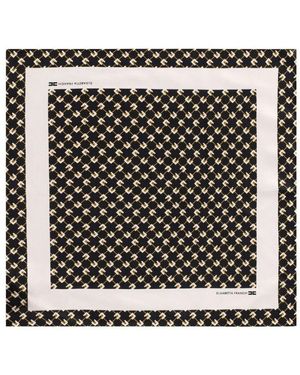 Elisabetta Franchi Schwarzer monogramm seidentuch