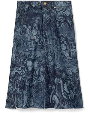 Tory Burch Bedruckter Denimrock - Blau