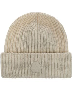 Moncler Accessoires ,Wol Wolmuts Met Logo - Naturel