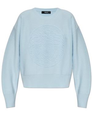 Versace Cashmere-Blend Medusa Strickpullover - Blau