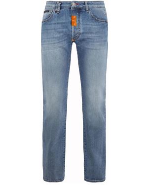 Philipp Plein Straight Supreme Fit Jeans Basic - Blauw