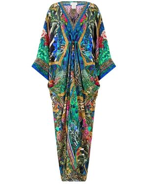 CAMILLA Kleedjes ,Veelkleurig ,Pierced V-Neck Kaftan Animal Alchemy - Groen