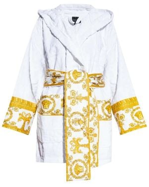 Versace Nachtkleding ,Wit ,Katoen I Love Baroque Badjas - Metallic