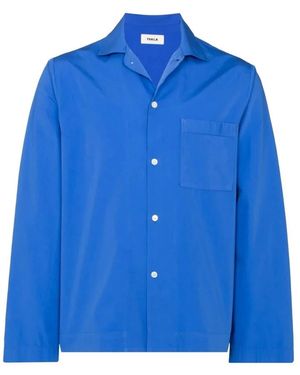 Tekla Royal Katoenen Pyjama Shirt - Blauw