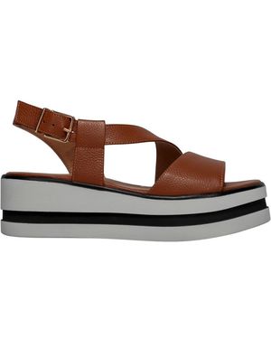 Sangiorgio Schoenen ,Bruin ,Leer 1998Cuoio Wedge Sandaal