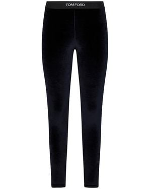 Tom Ford Form-Fitting Velour Leggings - Black