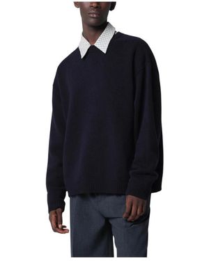 Studio Nicholson Truien & Vesten ,Blauw ,Wol Hemyl Knit