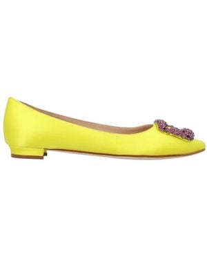 Manolo Blahnik Hangisi Flat - Geel