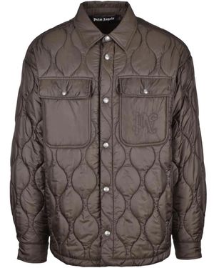 Palm Angels Steppjacke Mit Druckknopfverschluss Taschen - Braun