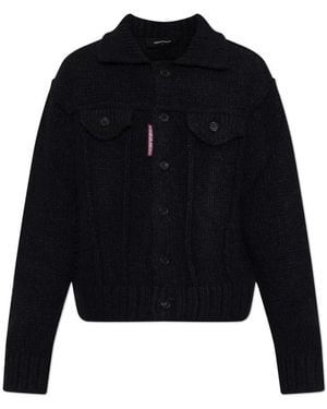 DSquared² Truien & Vesten ,Blauw ,Wol Cardigan Met Zakken