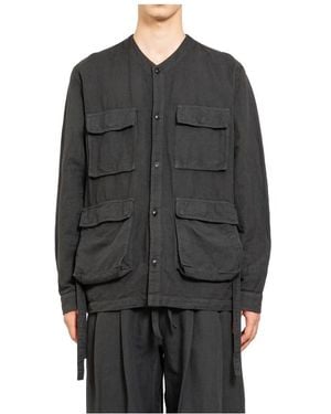 Maharishi Schwarzes Hanf Cargo Overshirt - Grau