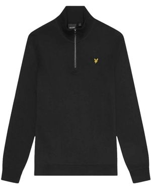 Lyle & Scott Cotton Loopback 1/4 Zip Sweatshirt - Schwarz