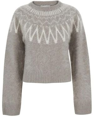 Soft Goat Truien & Vesten ,Wol Brushed Fair Isle Crewneck - Grijs