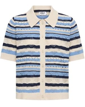 ONLY Tops ,Veelkleurig ,Polo Shirt - Blauw