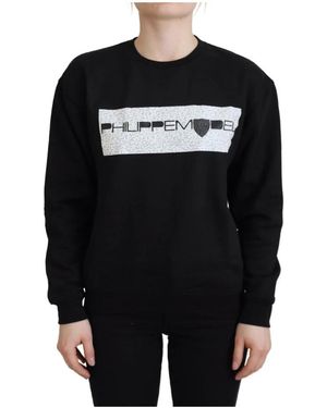 Philippe Model Elegante Zwarte Katoenen Sweater Met Print