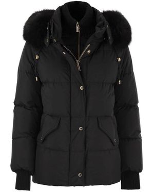 Moorer Jassen ,Zwart ,Leer Attica-Stp Short Down Jacket