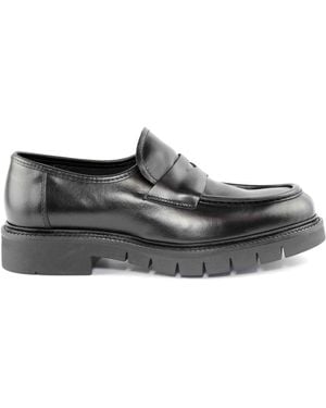 Marco Ferretti Schoenen ,Zwart ,Leer Zwarte Leren Loafer Schoen
