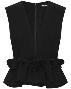 ROTATE BIRGER CHRISTENSEN Tops ,Zwart ,Polyester V-Hals Bloem Top