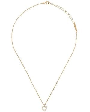 Ferragamo Gancini Pave Anhänger Halskette - Mettallic