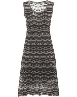 D.exterior Gestricktes Viskosekleid - Grau