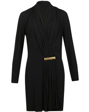 Tom Ford Kurzes Drapiertes Kleid Mit Vergoldetem V-Ausschnitt - Schwarz