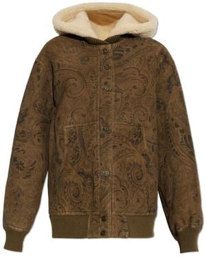 Etro Leren Jas Met Capuchon - Groen