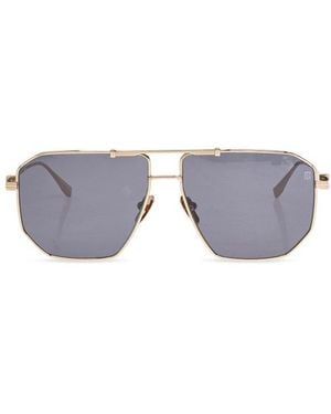 Balmain Accessoires ,Geel ,Leer Dean Zonnebril - Paars