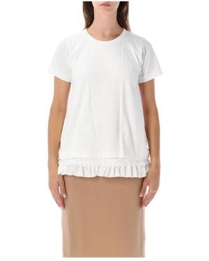 Comme des Garçons Tops ,Wit ,Katoen Katoenen Jersey T-Shirt Met Ruches Zoom