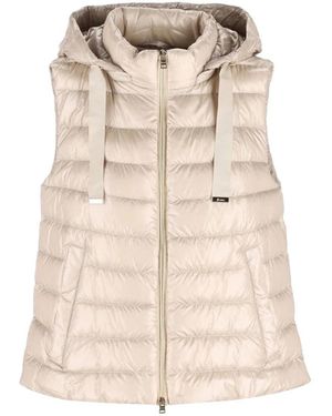 Herno Gewatteerd Gilet Met Capuchon - Naturel