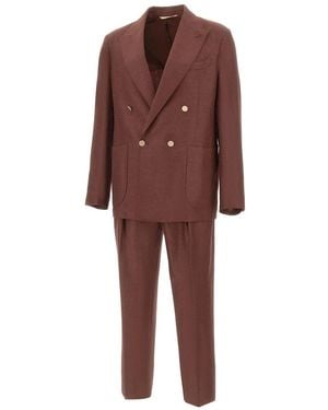 BRIGLIA Double Breasted Suits - Brown