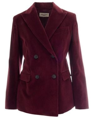 Max Mara Jassen ,Rood ,Katoen Dubbelrijige Corduroy Blazer - Paars