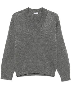 Brunello Cucinelli V-Ausschnitt Strickpullover - Grau