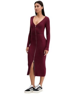 KARL LAGERFELD Kleedjes ,Rood ,Zip Midi Knit Dress