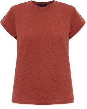 AllSaints Tops ,Bruin ,Katoen Anna T-Shirt Met Ronde Hals En Korte Mouwen - Rood
