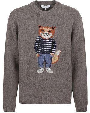 Maison Kitsuné Round-Neck Knitwear - Grey