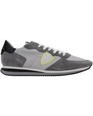 Philippe Model Sneakers Van Suède En Leer Met Veters - Grijs