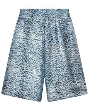 Roberto Cavalli Baby Jaguar Print Fabric Shorts - Blauw