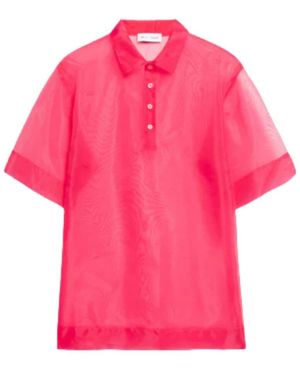 WEILI ZHENG Rotes Organza Maxi Polo Shirt - Pink