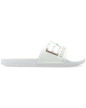 EA7 Schoenen ,Wit ,Slides Met Oversized Logo