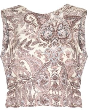 Soallure Top Crop Aus Viskosesatin Mit Paisley-Muster - Pink