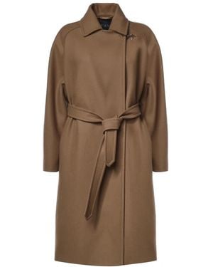 Fay Belted Coats - Marrone