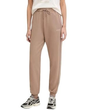 Guess Broeken ,Bruin ,Polyester Studs Logo Trainingsbroeken - Naturel