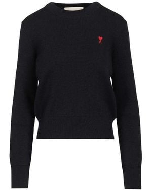 Ami Paris Round-Neck Knitwear - Black
