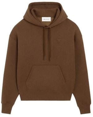 Ami Paris Hoodies & Sweatvesten ,Bruin ,Katoen Big Adc Embossed Hoodie