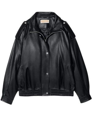 Michael Kors Oversized Leder Blouson - Schwarz
