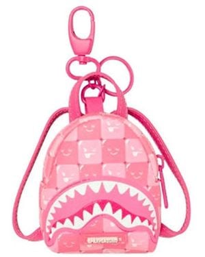 Sprayground Roze New Check Faces Rugzak Sleutelhanger3