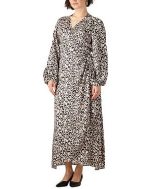 Jansen Amsterdam Animal Print Wrap Maxi Kleid - Braun