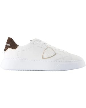Philippe Model Schoenen ,Wit ,Leer Temple Low Sneakers